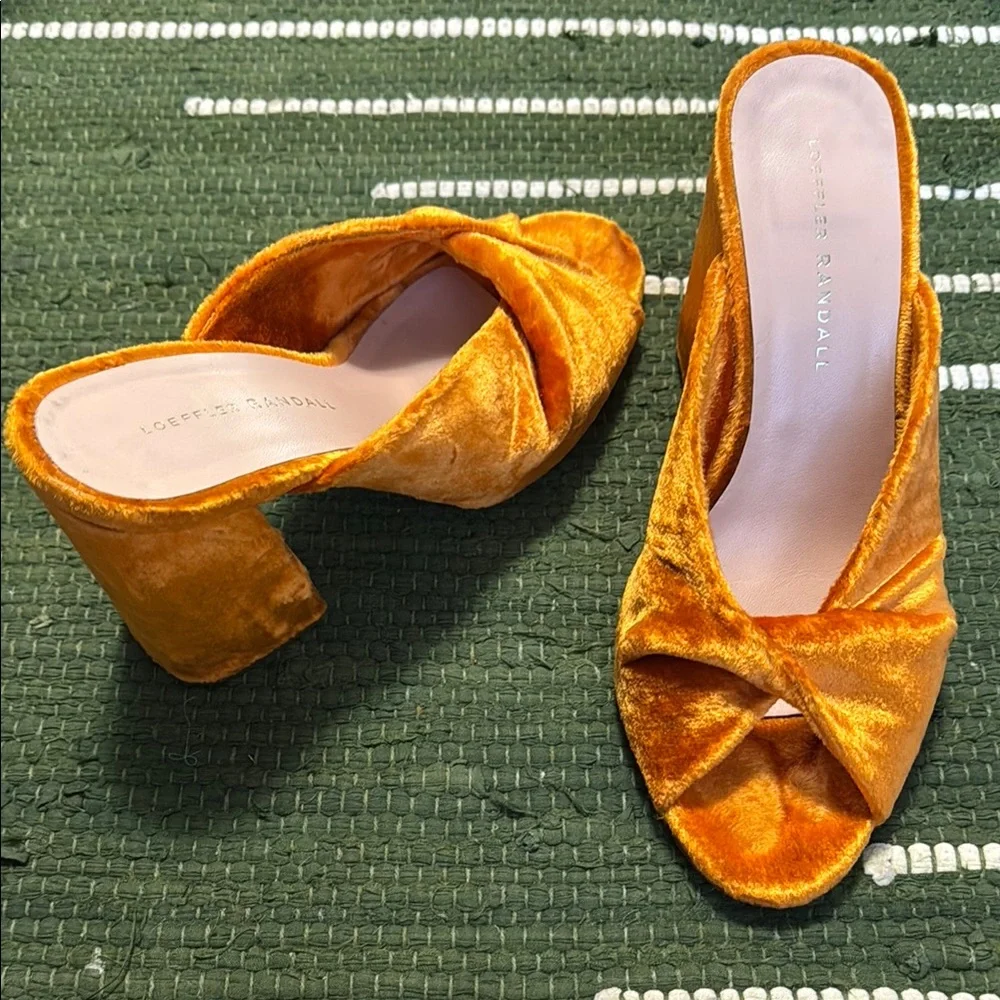 Loeffler Randall Laurel Velvet Twist Mules in Tangerine - Picture 5 of 9